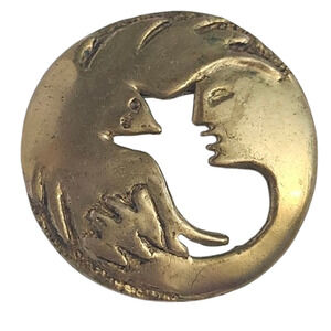 Vtg 1990s Lela Flora Signed Bronze Woman Bird Open Pin Brooch